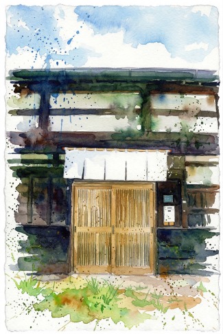 玄関の水彩画